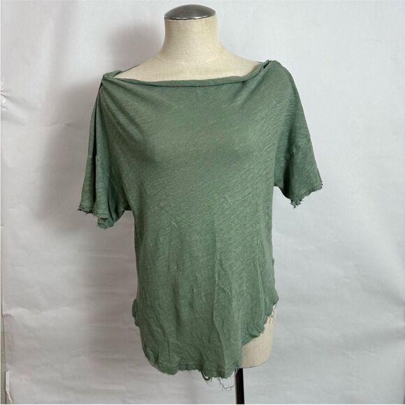 Free People She’s So Cool Linen Raw Hem T Shirt 379 - Picture 2 of 3